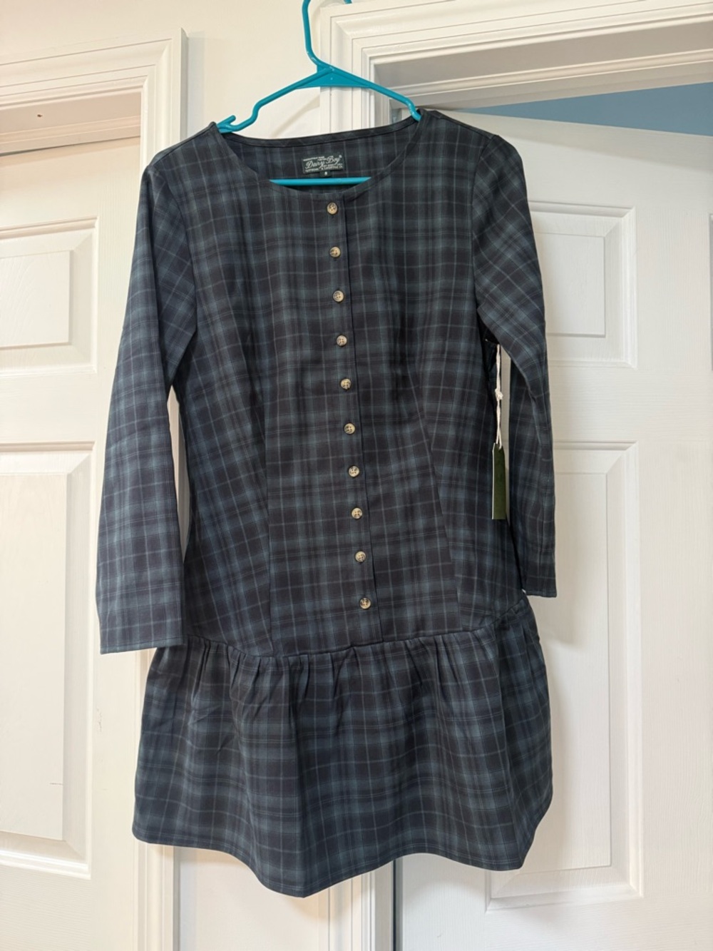 Dairy Boy Charcoal Plaid Button-Front Mini Dress